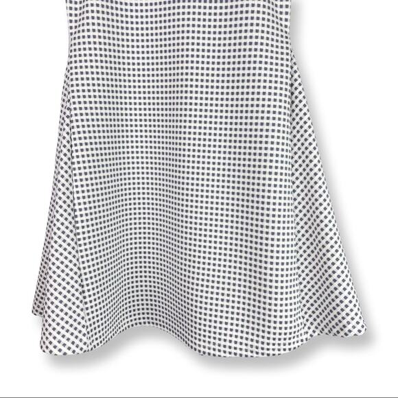 Sleeveless Skater Mini Dress Textured Check Print Blue White Spring Summer Small - Picture 3 of 9